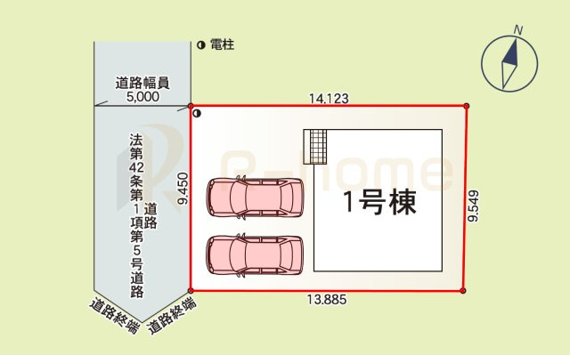 牛久市神谷第13　新築戸建て　1号棟の区画図|大きなお買い物だからこそ、メリット・デメリットを伝えさせて頂きます。
R-homeにお任せください♪