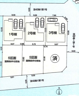 武蔵村山市神明　新築戸建　全4棟の区画図