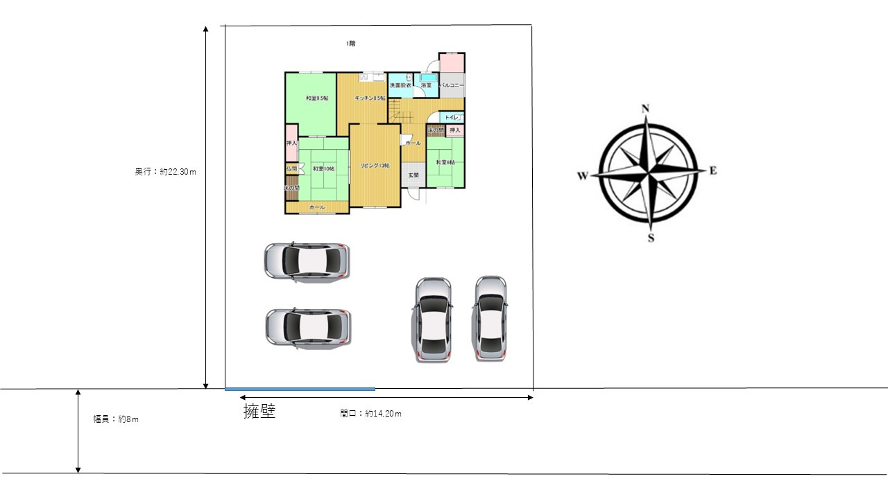 北見市北進町２丁目７番４号　中古売家の区画図|区画図です。駐車位置の参考にしてください。