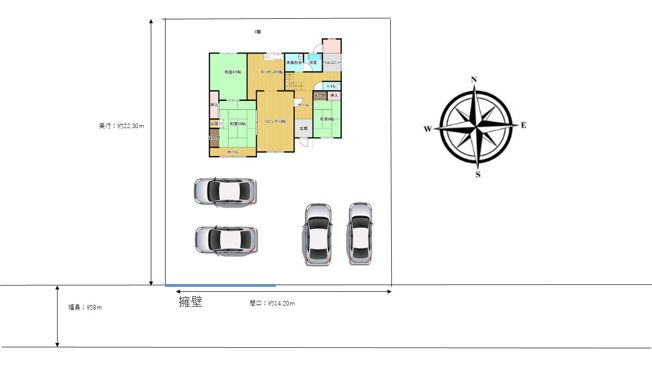 【区画図】 | 北見市北進町２丁目７番４号　中古売家 | 区画図です。駐車位置の参考にしてください。