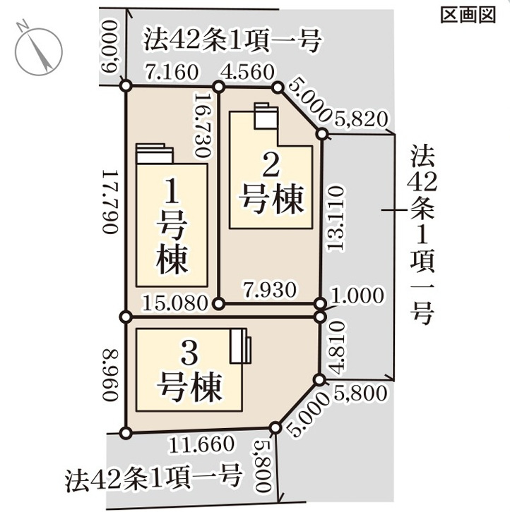 新築戸建　長野市稲葉　全3棟の区画図