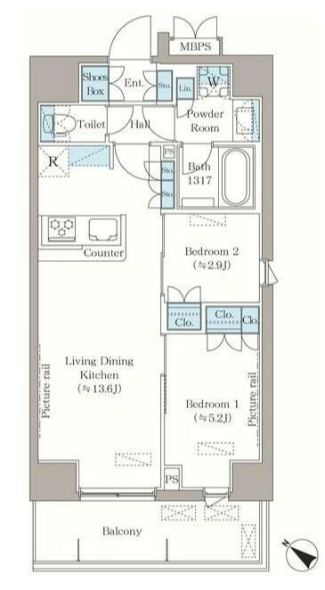 さいたま市南区南本町１丁目の賃貸マンションの間取り