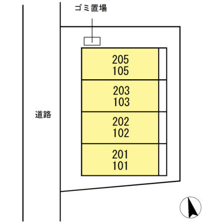調布市調布ケ丘２丁目のアパートの区画図