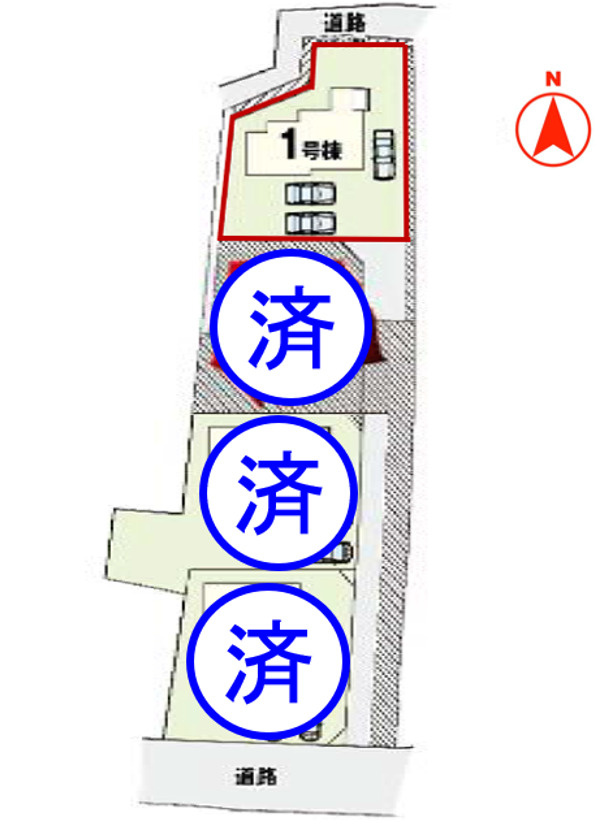 高崎市岩鼻町１期（全４棟）１号棟の区画図