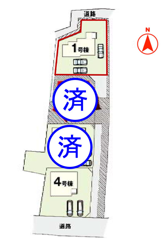 高崎市岩鼻町１期（全４棟）１号棟の区画図