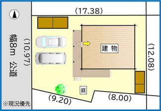 【区画図】 | 手稲区星置１-7 ログハウス一戸建 | 駐車２台可・物置２か所あり♪