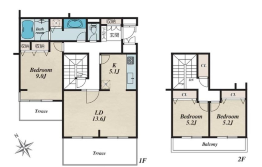 シティパル武蔵野の間取り|専有面積　103.88㎡　バルコニー面積：6.96㎡