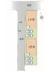 使い方自由なフリースペースつきの区画図|カースペース2台分