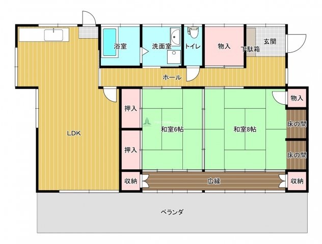 一ツ木高良邸貸家の間取り|ベランダ付きです♪
