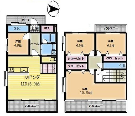 【間取り】 | シティハイツ大山 | メゾネットタイプの４LDKです。