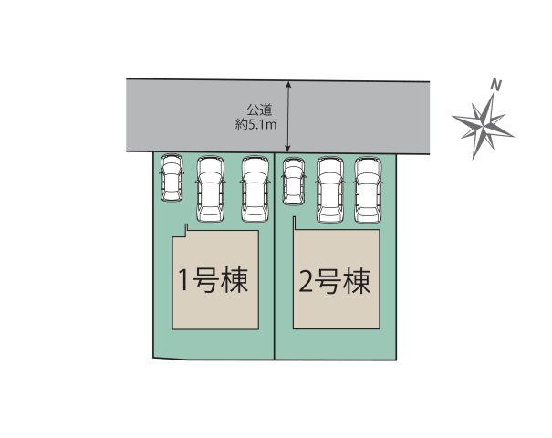 福岡市東区青葉6丁目第1-2棟（1号棟）の区画図|配置図