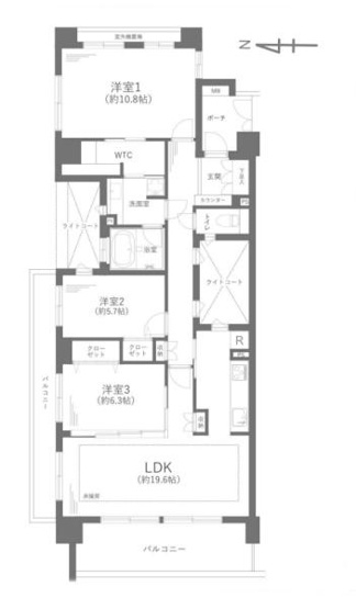 【間取り】 | クレッセントグランコート | 販売価格：５，４９０万円　間取り：３ＬＤＫ　
