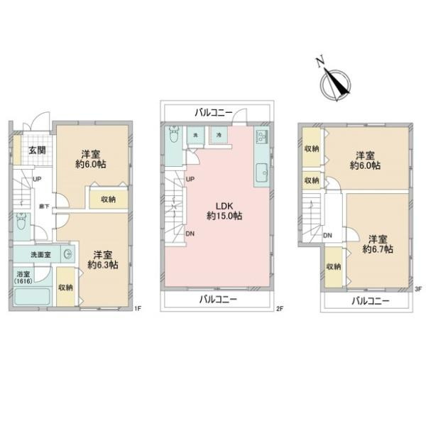 川崎市宮前区南平台の中古一戸建の間取り