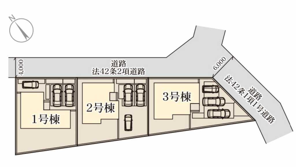【LiveleGarden】宇都宮市細谷 第7 全3棟の区画図