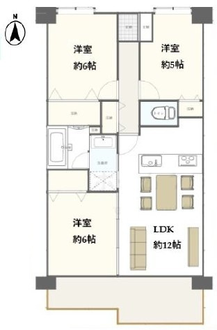 【間取り】 | ライオンズマンション十条台 | 南向きのお部屋なので、陽当たり・通風良好です！