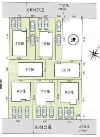 【仲介手数料無料】所沢市中富南４期全８棟５号棟　所沢市の新築なら西武ハウジングの区画図