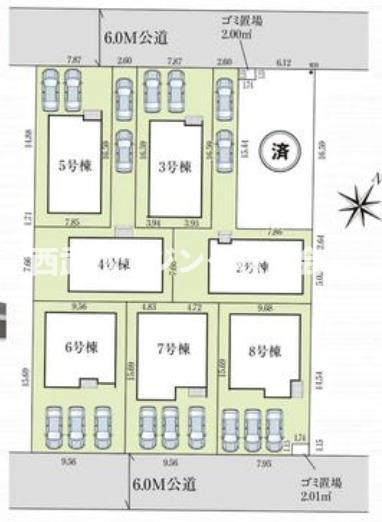 【仲介手数料無料】所沢市中富南４期全８棟６号棟　所沢市の新築なら西武ハウジングの区画図