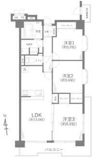 【間取り】 | サニークレスト湘南八景2 | 最上階（6階）角部屋・3LDK・全居室収納付・室内リフォーム済み♪