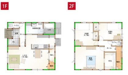 丸亀市　津森町⑨　太陽光つきオール電化住宅の間取り