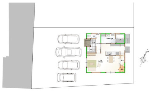 丸亀市　津森町⑨　太陽光つきオール電化住宅の区画図