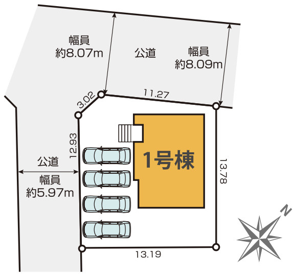 【仲介手数料無料】所沢市若狭８期全１棟　所沢市の新築住宅なら西武ハウジングの区画図