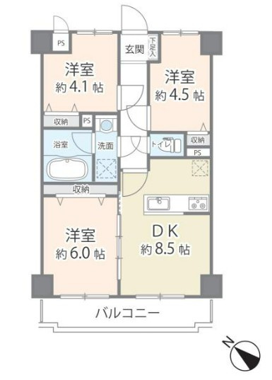 【中古マンション】ライオンズマンション坂戸の間取り