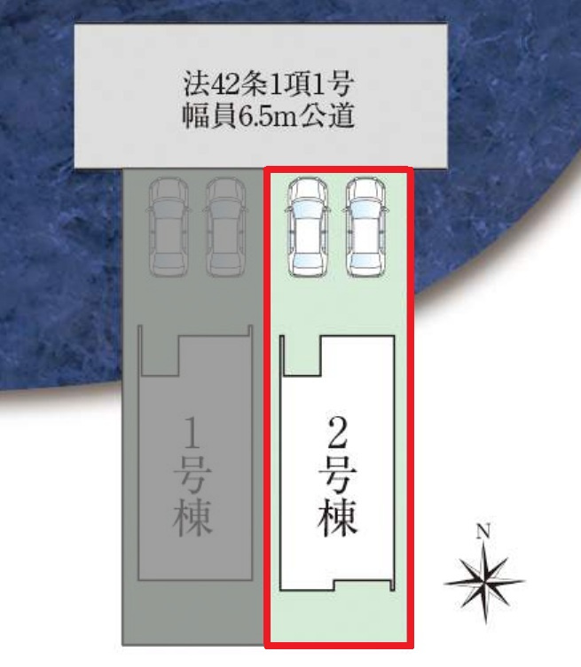 【仲介手数料無料／名古屋市港区】名古屋市第4港区当知　ファーストタウン　新築戸建　2号棟の区画図