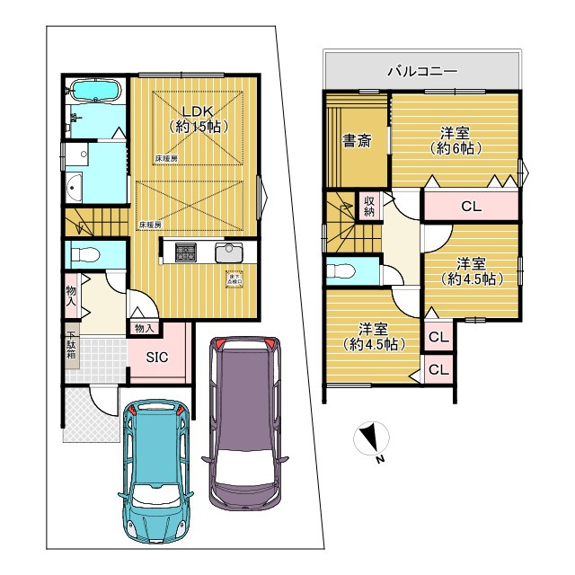 【価格改定】向日市上植野町御妙林の間取り|長時間の在宅ワークでも快適に過ごせるよう、十分なスペースを確保した書斎がございます。