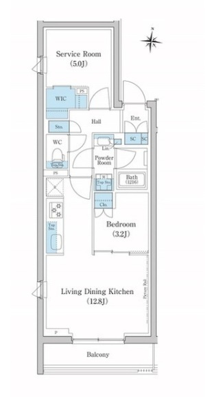 スタイリオ池上SOUTHの間取り|南向きバルコニー南西角部屋収納豊富な2LDK
