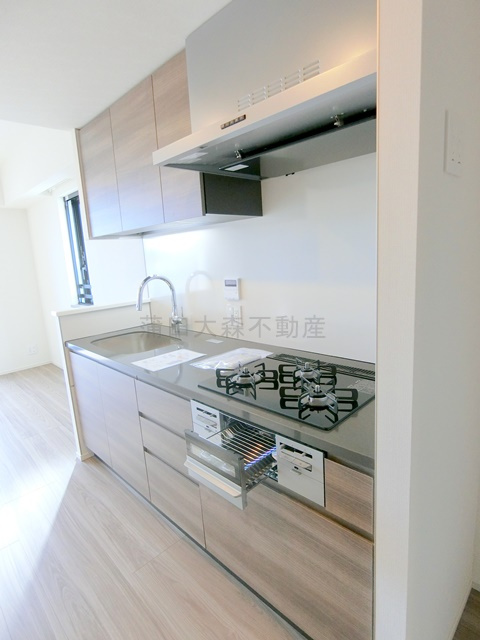 スタイリオ池上SOUTHのキッチン|3口ガスコンログリル付システムキッチン