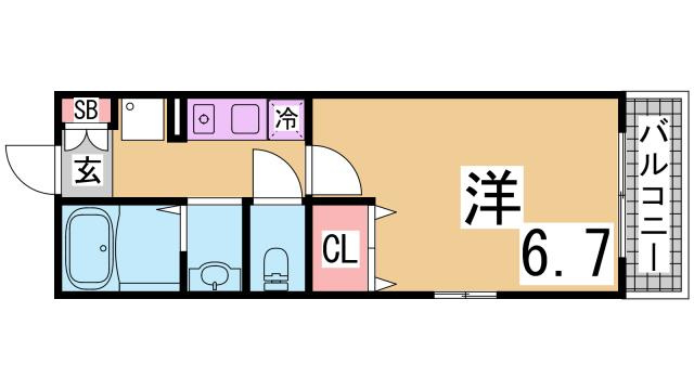 神戸市長田区松野通２丁目のアパートの間取り