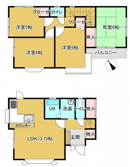 【間取り】 | 千葉市花見川区宮野木台４丁目　中古戸建て | 間取り図