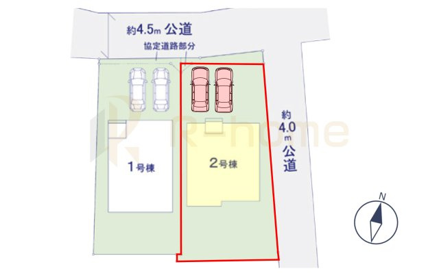 土浦市中央3期　新築戸建て　2号棟の区画図|大きなお買い物だからこそ、メリット・デメリットを伝えさせて頂きます。
R-homeにお任せください♪