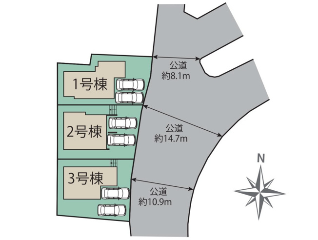 【区画図】 | 福岡市城南区梅林5丁目　1号棟（全3棟）【仲介手数料無料・0円】 | 区画図です。1号棟