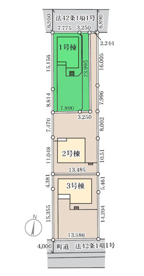【区画図】 | リーブルガーデン.S吉岡町第13下野田ー① | 敷地面積はゆったり80坪！並列3台駐車可能！