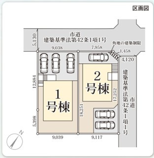 【新築戸建】　いわき市自由ヶ丘2期　全2棟　長期優良住宅の区画図|区画図です。