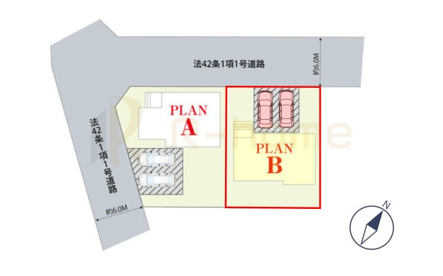 土浦市乙戸南3丁目　新築戸建て　B号棟の区画図|大きなお買い物だからこそ、メリット・デメリットを伝えさせて頂きます。
R-homeにお任せください♪