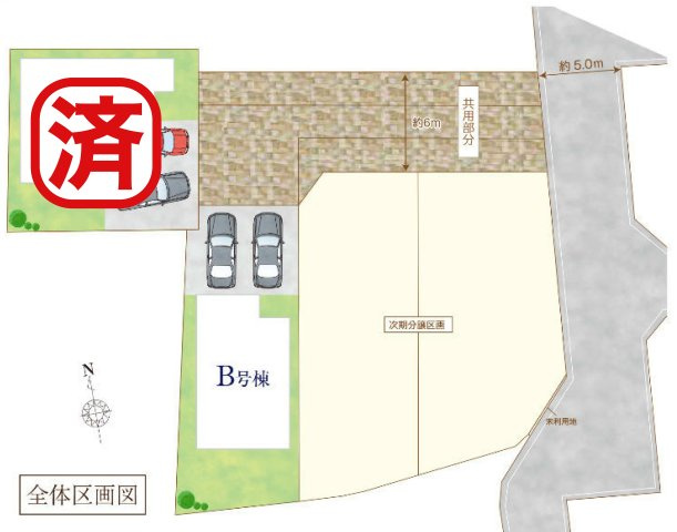 三郷市戸ケ崎　新築戸建　全2棟　B号棟の区画図|カースペース並列2台可能