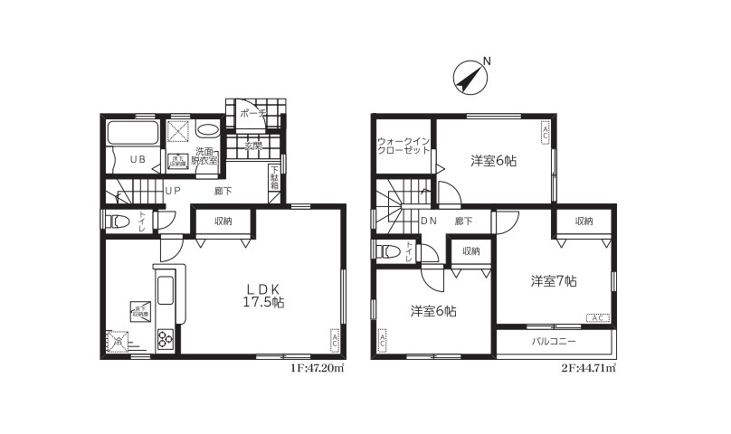上尾市浅間台　新築一戸建て　リーブルファイン　01の間取り|上尾市浅間台　新築一戸建て　リーブルファイン　01、3LDK、土地面積115.33m2、建物面積91.91m2
