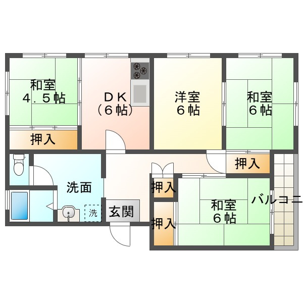 伊川谷住宅4号棟の間取り