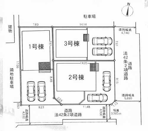 厚木市妻田西第14　新築戸建全3棟　1号棟の区画図