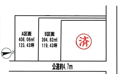 比企郡川島町吹塚　建築条件なし売地　東武東上線『川越駅』バス27分　【中山小学区】の土地図