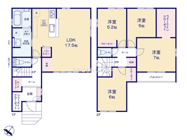 KIP上尾市浅間台　2期　新築一戸建て　テラシエ　01の間取り|KIP上尾市浅間台　2期　新築一戸建て　テラシエ　01、4LDK、土地面積106.67m2、建物面積105.16m2