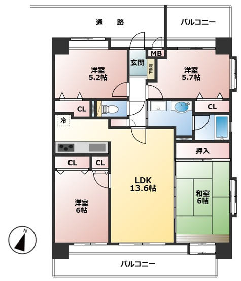 【間取り】 | アレグリア香椎駅前 | 4LDK/角部屋