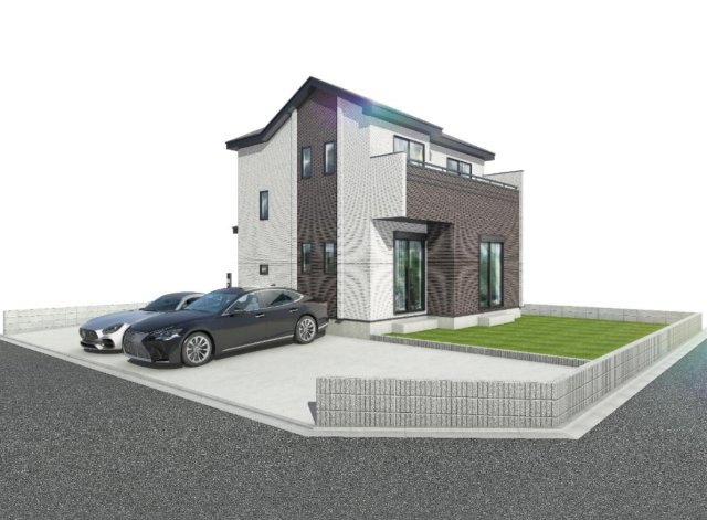 横浜市栄区桂台南2丁目 新築戸建て【仲介手数料無料】カースペース3台の外観パース