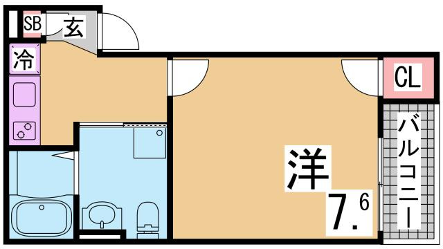 神戸市長田区東尻池町１丁目のアパートの間取り