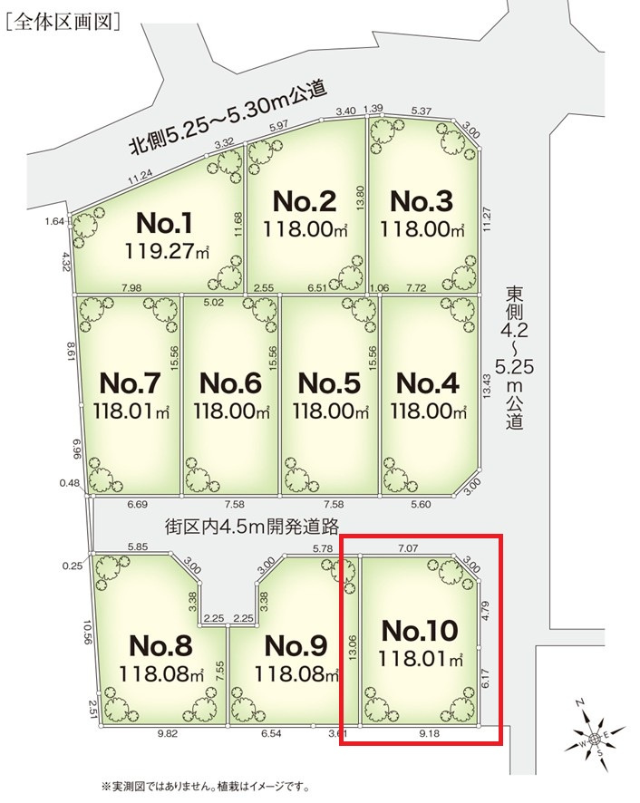 プレスティア昭島　宅地分譲全10区画売地　昭島市宮沢町　10号区　建築条件なしの区画図|全10区画建築条件無し売地♪理想のお住まいが素敵な街並みに佇むイメージを是非ご想像ください☆