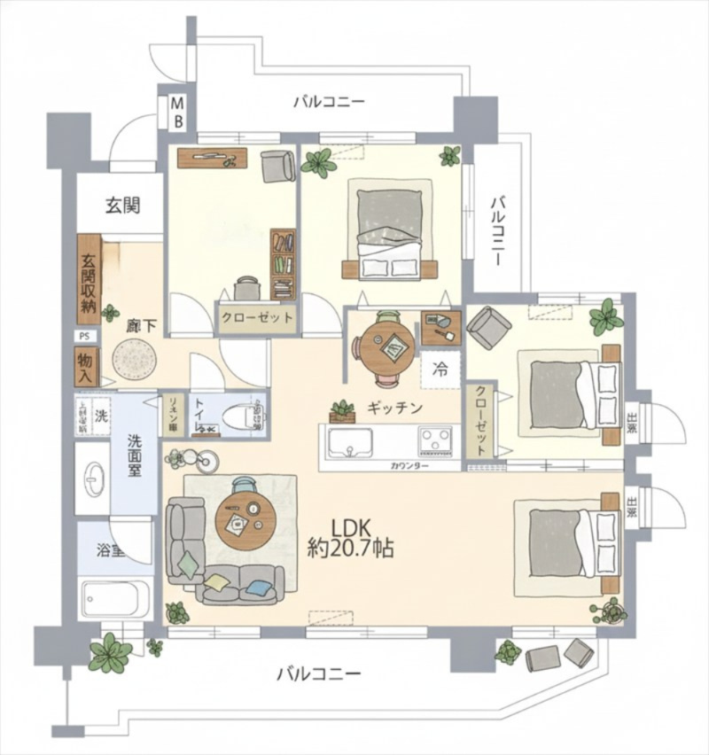 グランドステイツ大濠公園南の間取り