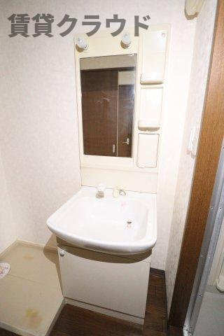 パークサイトの洗面所|こまごまとしたものを収納できそうですね
