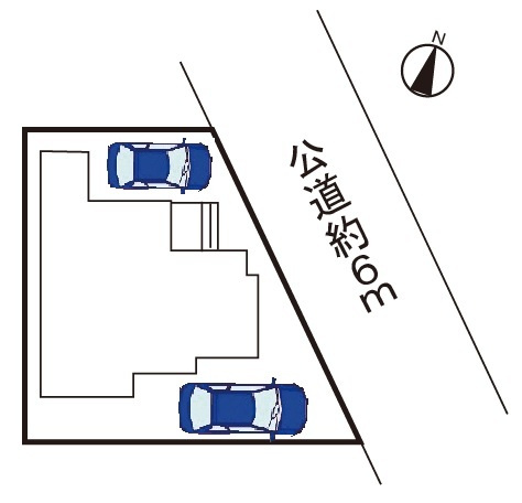 小牧市久保一色南２丁目　新築戸建の区画図|前面道路６ｍ。
駐車場２台可（車種による）